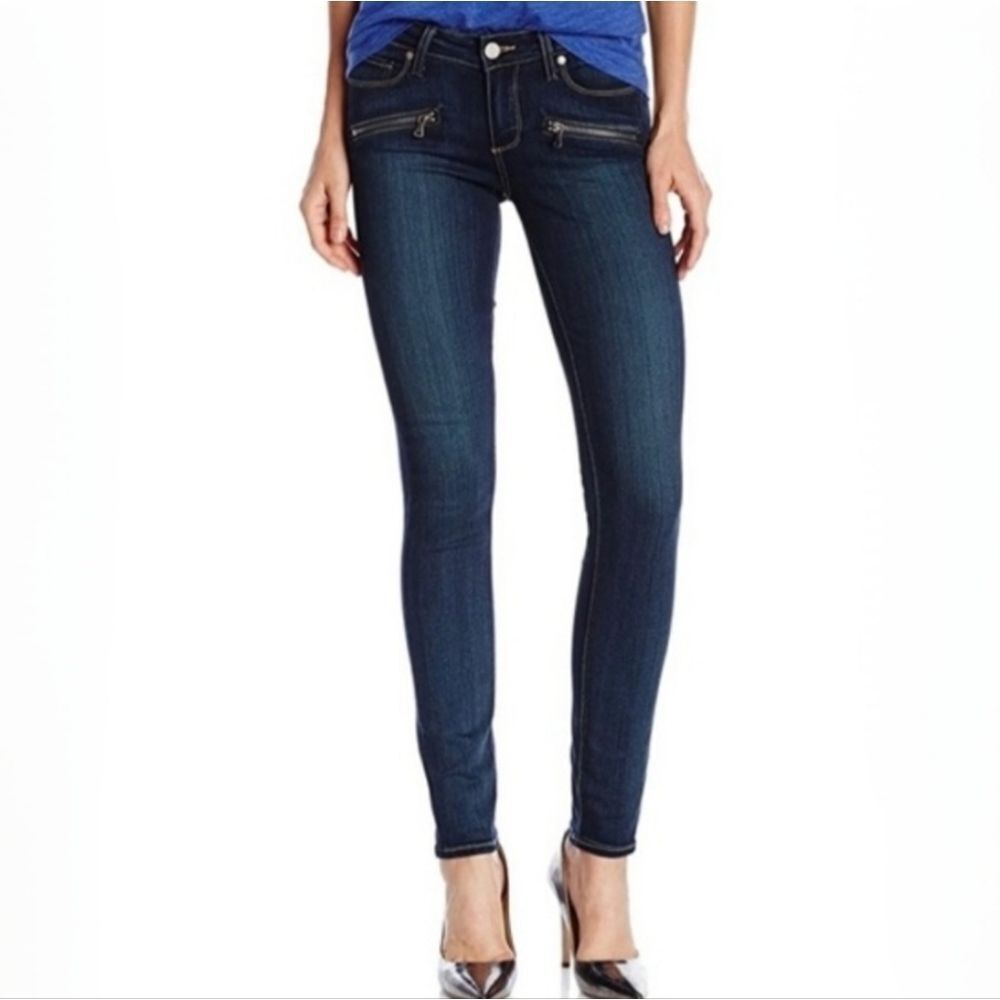 PAIGE Indio Zip Mid-rise Blue Denim Skinny Jeans